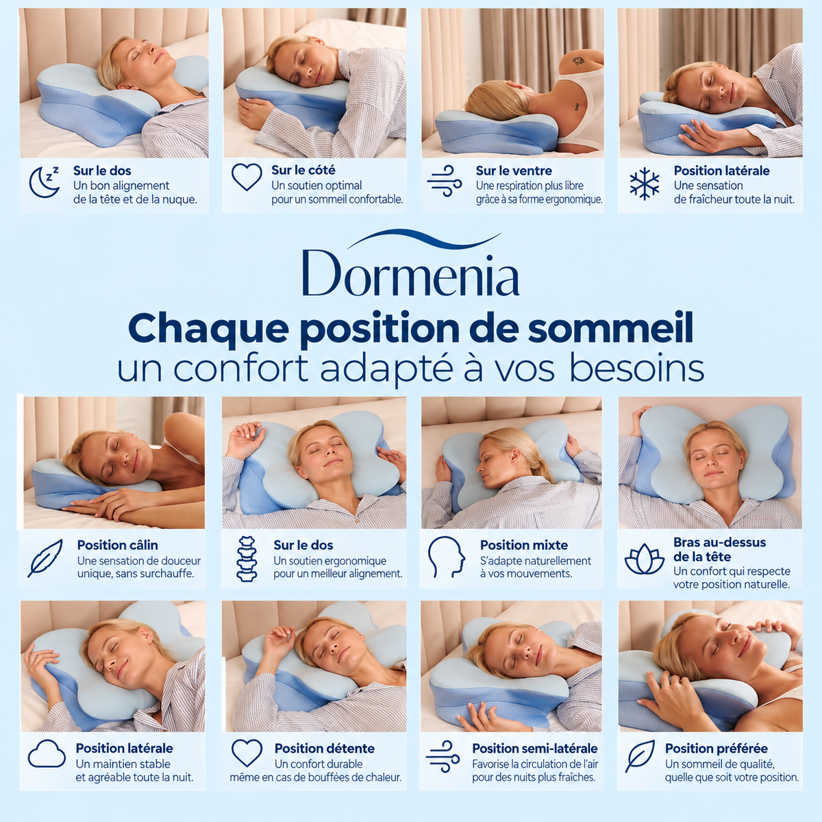 L'oreiller ergonomique rafraîchissant Dormenia